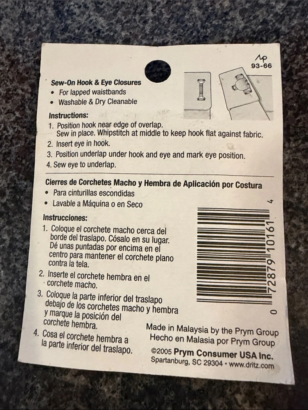 Dritz Brass Sew-On Hook & Eye Closures - 4 Pack